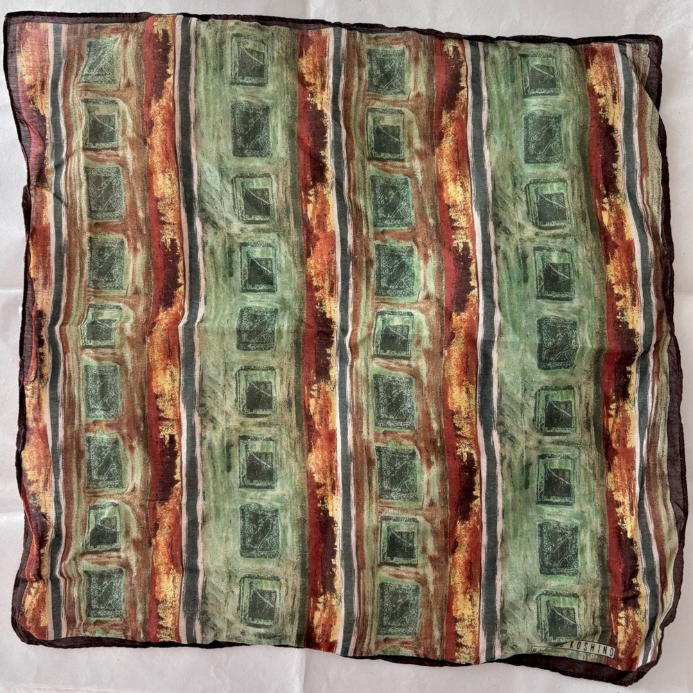 JAPAN VINTAGE RARE HIROKO KOSHINO Handkerchief Bandana Neckerchief 17" x 17"